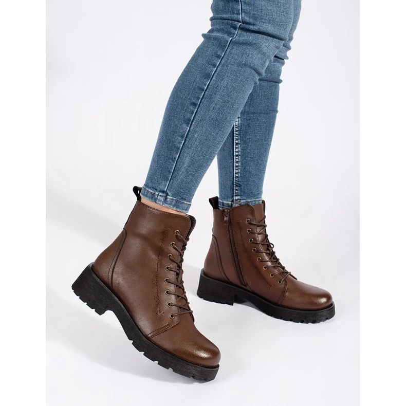 Dunkelbraune Lederstiefeletten mit dicker Sohle von Sergio Leone 1