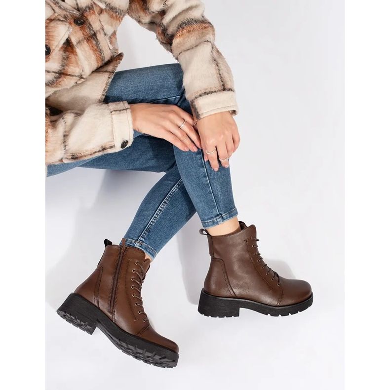 Dunkelbraune Lederstiefeletten mit dicker Sohle von Sergio Leone 2