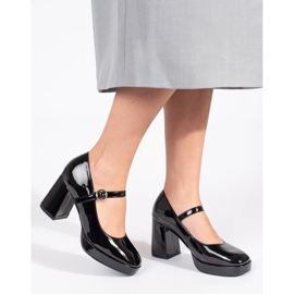 Seastar Schwarze Lackschuhe für Damen mit hohem Absatz und Schnalle 1