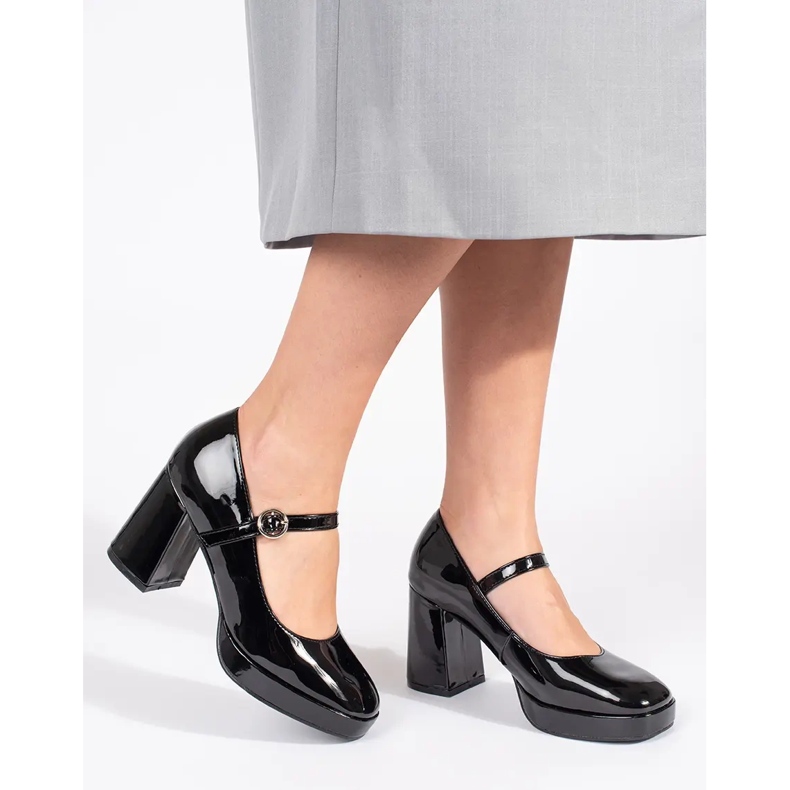 Seastar Schwarze Lackschuhe für Damen mit hohem Absatz und Schnalle 1