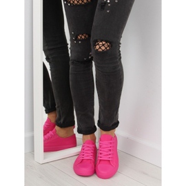 Einfarbige fuchsiafarbene fuchsiafarbene Turnschuhe für Damen rosa 2