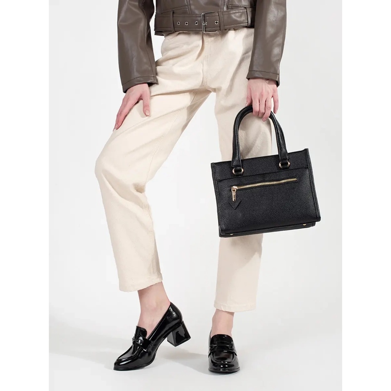 Goodin Schwarze Damen-Loafer mit hohem Absatz 2