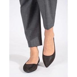 Schwarze Glitzer-Ballerinas mit flachem Absatz 2