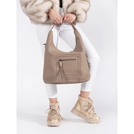 Hellbeige Damen-Schneestiefel zum Schnüren mit dicker Sohle 3