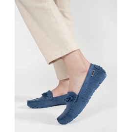 Goodin Blue Openwork Women's Suede Sladers blau 1