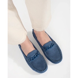 Goodin Blue Openwork Women's Suede Sladers blau 2