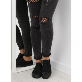 Schwarz-schwarze einfarbige Damen-Sneakers 2