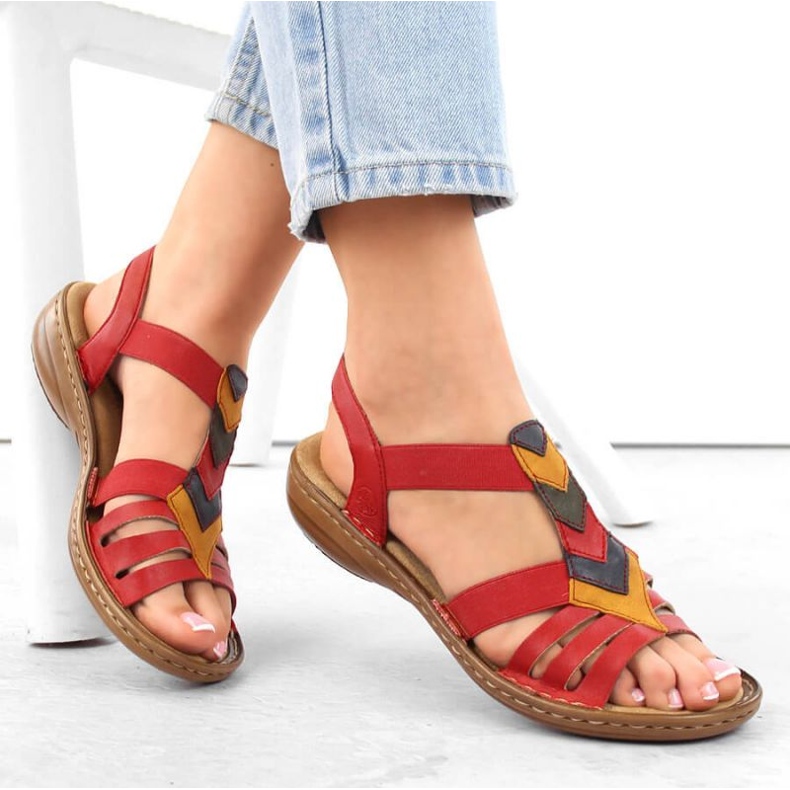 Bequeme Sandalen mit Gummibändern Rieker W RKR690 rot 2
