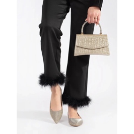 Damen-Ballerinas mit goldenem Glitzer und flachem Absatz 2