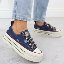 Denim -Turnschuhe auf der Blue Goe RR2N4103 -Plattform blau 2