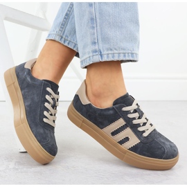 Ledersportschuhe auf der Grey Filippo DP6798 -Plattform grau 1