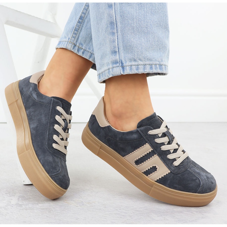 Ledersportschuhe auf der Grey Filippo DP6798 -Plattform grau 1