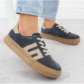 Ledersportschuhe auf der Grey Filippo DP6798 -Plattform grau 2