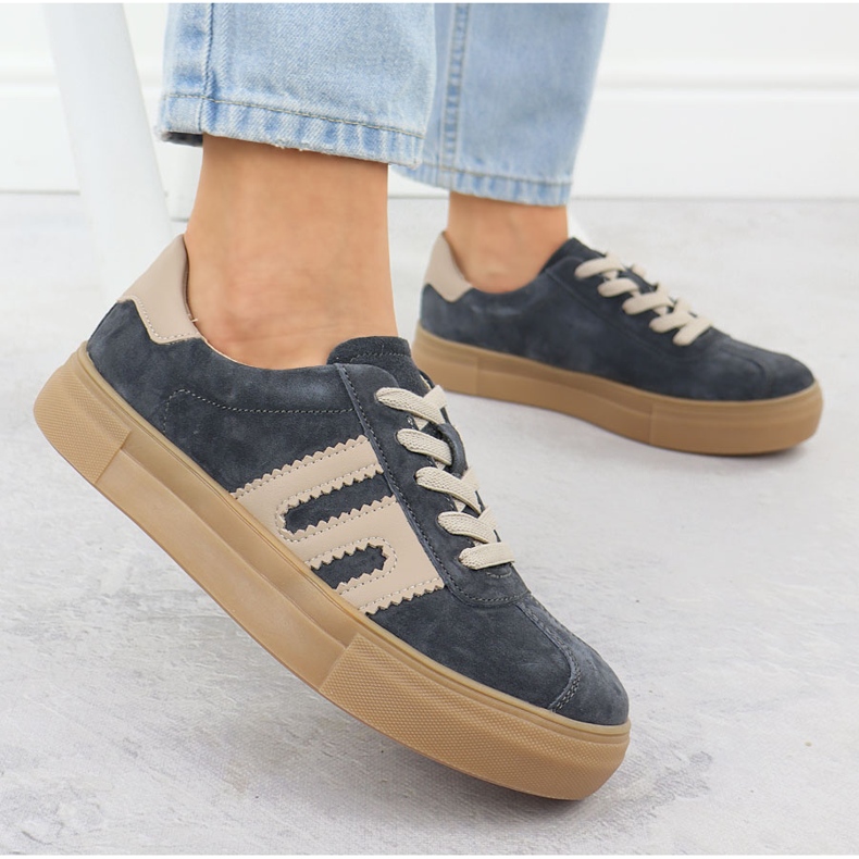 Ledersportschuhe auf der Grey Filippo DP6798 -Plattform grau 2