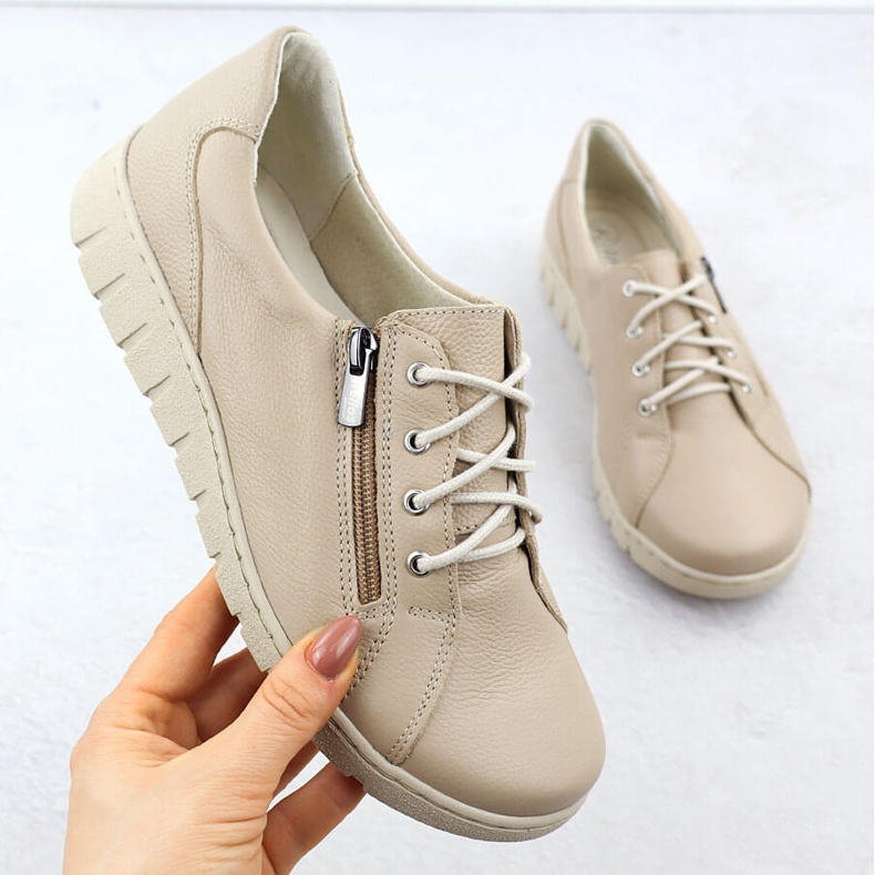 Frauen Lederschuhe bequem beige Helios 429 1