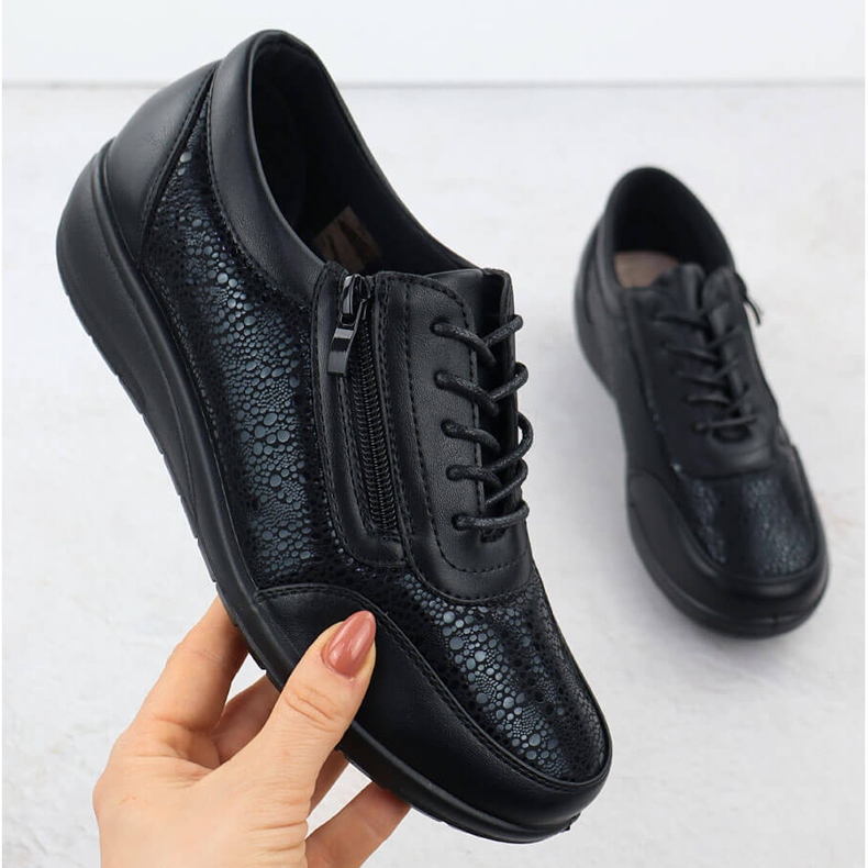 Frauensportschuhe mit einem komfortablen schwarzen Unisoft 9017 Slider 1