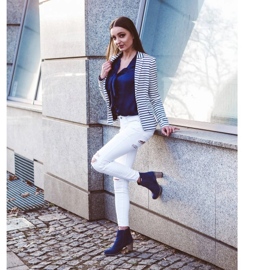 Olivier Sara Marineblaue Stiefel mit hohen Absätzen 5