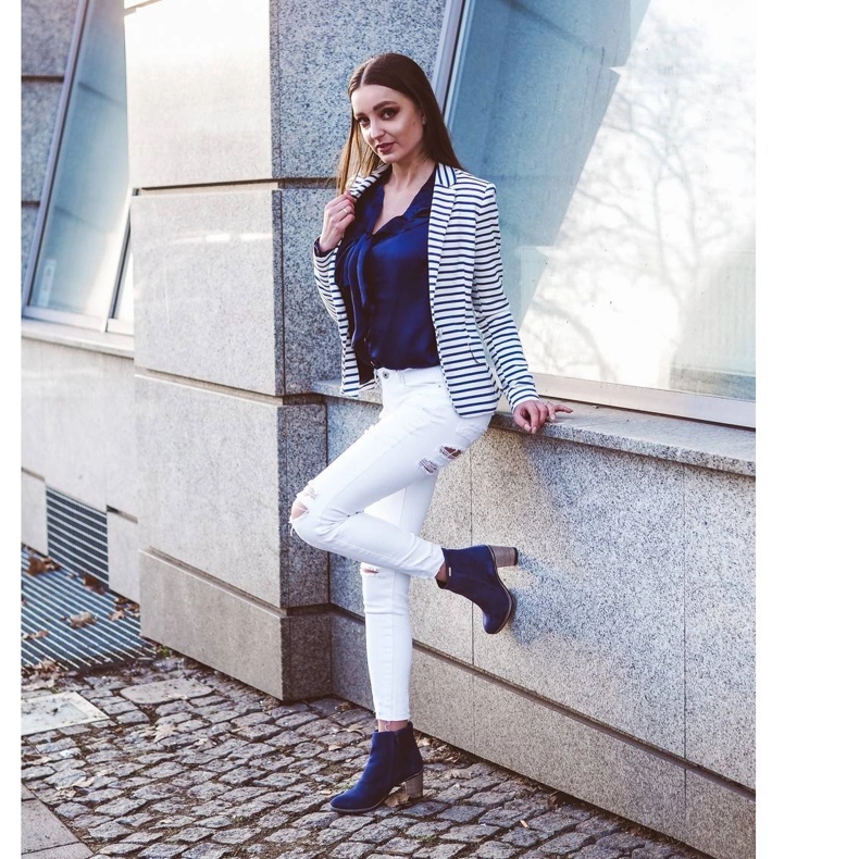 Olivier Sara Marineblaue Stiefel mit hohen Absätzen 5