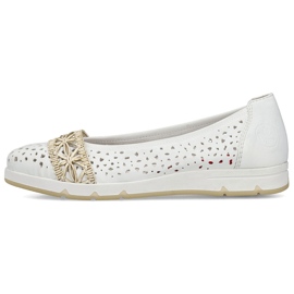 Frauen Ballerinas Openwork bequem White Rieker L3062-80 weiß 2
