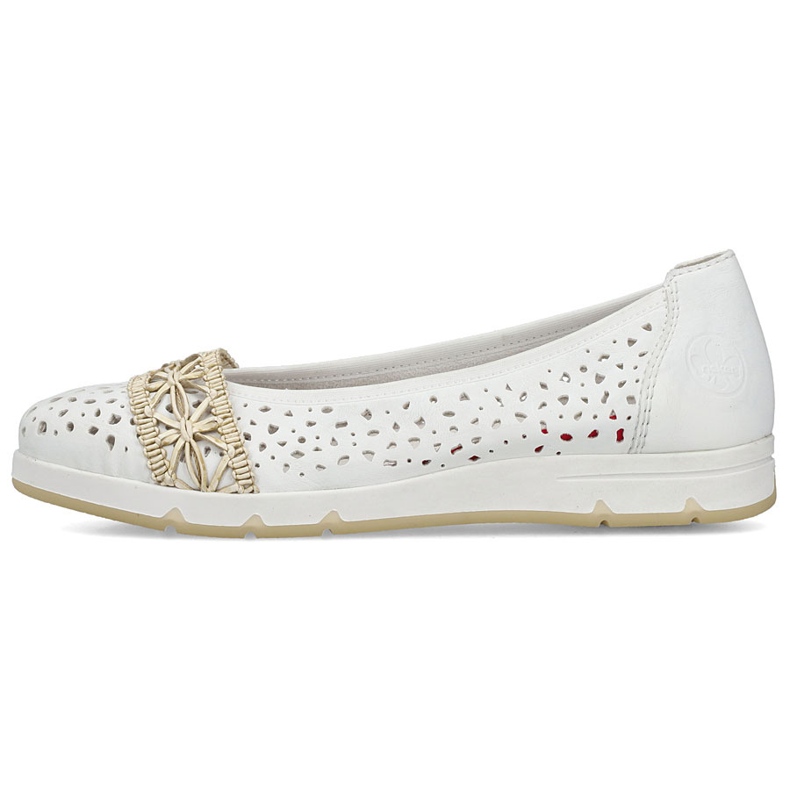 Frauen Ballerinas Openwork bequem White Rieker L3062-80 weiß 2