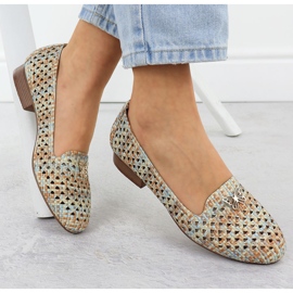 Openwork-Schuhe für Frauen mit niedrigen Absätzen Beige M. Daszyński SA222-3 1