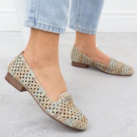 Openwork-Schuhe für Frauen mit niedrigen Absätzen Beige M. Daszyński SA222-3 2