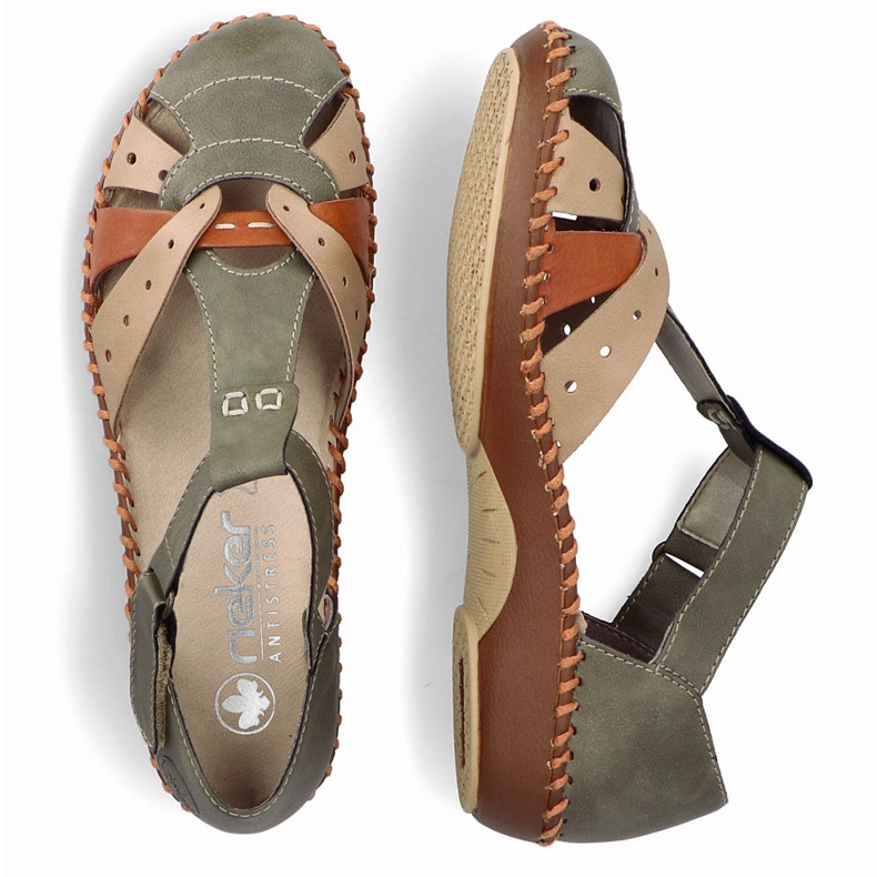 Frauen bequeme Sandalen für Klettverschluss, eingebaute grüne Finger Rieker M1655-54 2