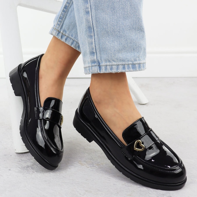 S.Barski Moccasins Damen-Lackschuhe Black S. Barski Hy51-379 schwarz 1