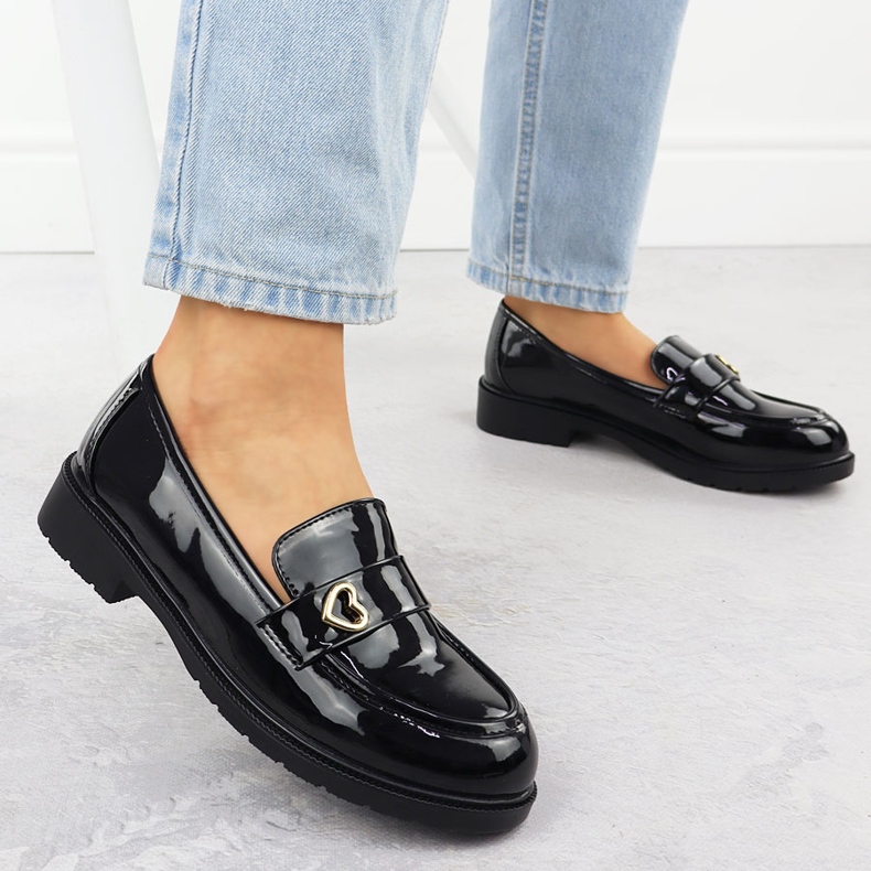 S.Barski Moccasins Damen-Lackschuhe Black S. Barski Hy51-379 schwarz 2