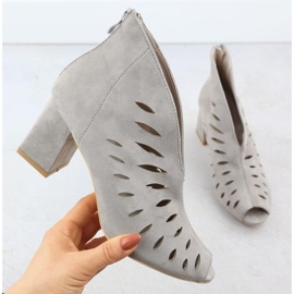 Frauen Wildleder Open Grey Potocki 20318 Frauen Openwork -Stiefel grau 1