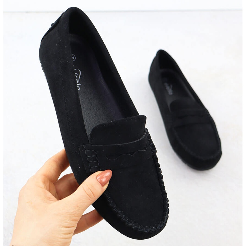 Moccasins Damen Schwarzer Evento 7673 Frauen Wildlederschuhe 1