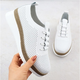 Frauen Lederschuhe für perforierte weiße Keile T.Sokolski W25-203 1