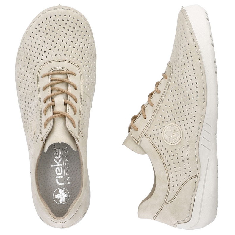 Damen Lederschuhe perforiert Beige Rieker 52546-60 1