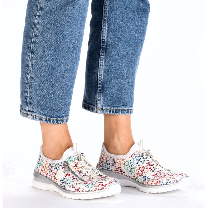 Frauen Sportschuhe Openwork White Rieker L3252-90 weiß 2