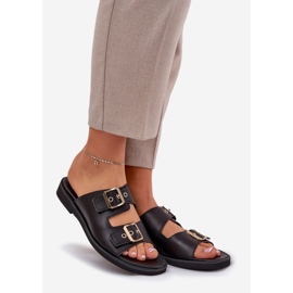 Leder Flat Flip Flops mit Zazoo 3020 Schwarzen Klemmen 1