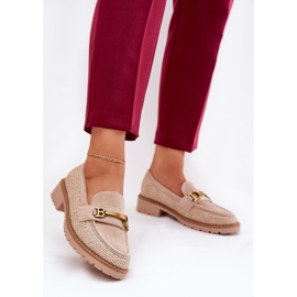 Frauenladung mit Geflecht und goldenem Detail Beige 2
