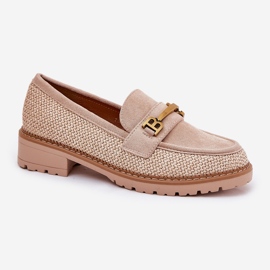 Frauenladung mit Geflecht und goldenem Detail Beige 4