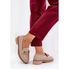 Frauenladung mit Geflecht und goldenem Detail Beige 6