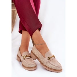 Frauenladung mit Geflecht und goldenem Detail Beige 7