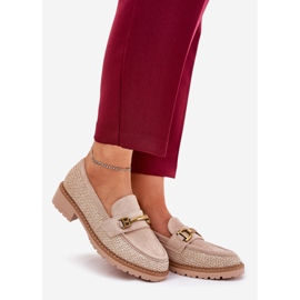 Frauenladung mit Geflecht und goldenem Detail Beige 1