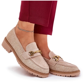 Frauenladung mit Geflecht und goldenem Detail Beige 9