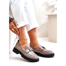 Vinceza Lacked Women's Slaafers 62187 Beige-Grau 3