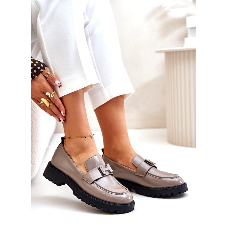 Vinceza Lacked Women's Slaafers 62187 Beige-Grau 3