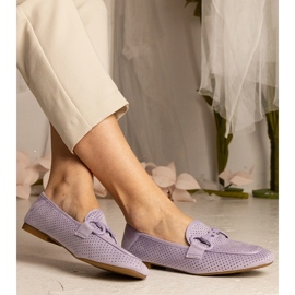 Violet Women's Openwork Sladers mit einer Verzierung violett 2