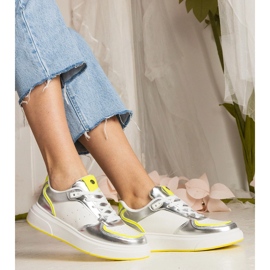Silber Frauen -Sneaker mit einem Neonzubehör silber- 3