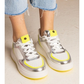 Silber Frauen -Sneaker mit einem Neonzubehör silber- 5