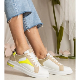 Weiße Frauen -Turnschuhe mit Glitzer und Leoparden 2