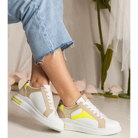 Weiße Frauen -Turnschuhe mit Glitzer und Leoparden 3