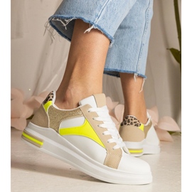 Weiße Frauen -Turnschuhe mit Glitzer und Leoparden 4