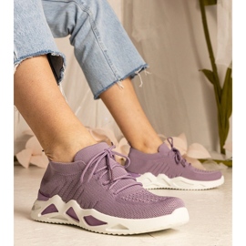 Violet Damen -Turnschuhe mit einem Sockenobermaterial lila 1